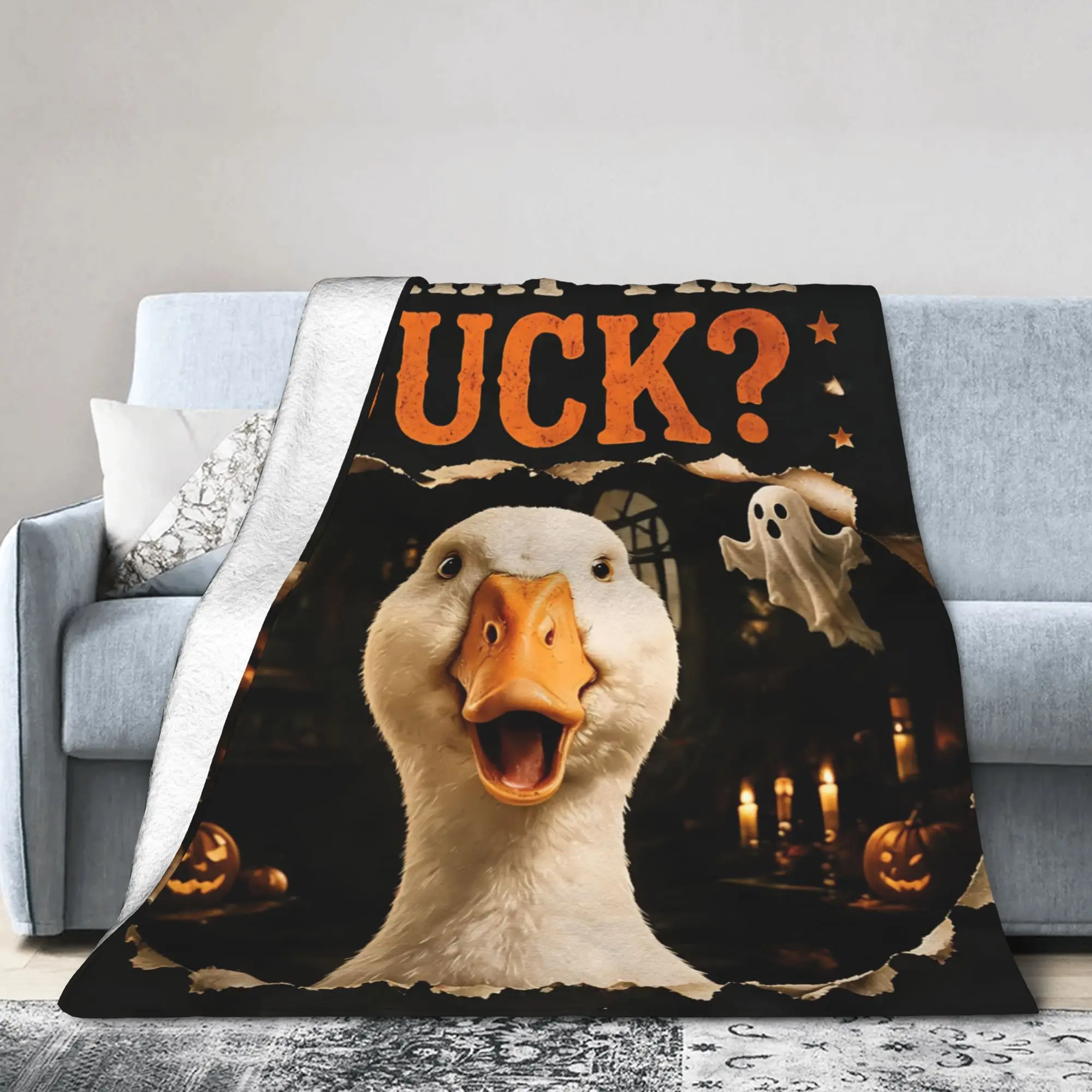Halloween Goose Duck Flannel Throw Blankets Funny Art Blankets for Home Couch Ultra-Soft Plush Thin Quilt