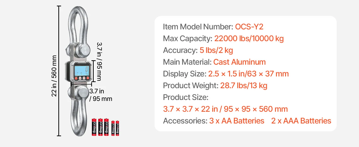SucceBuy 3000kg/10000kg Digital Crane Scale with LCD & 3 Unit Switch Remote Control Industrial Hanging Scale for Garage Factory
