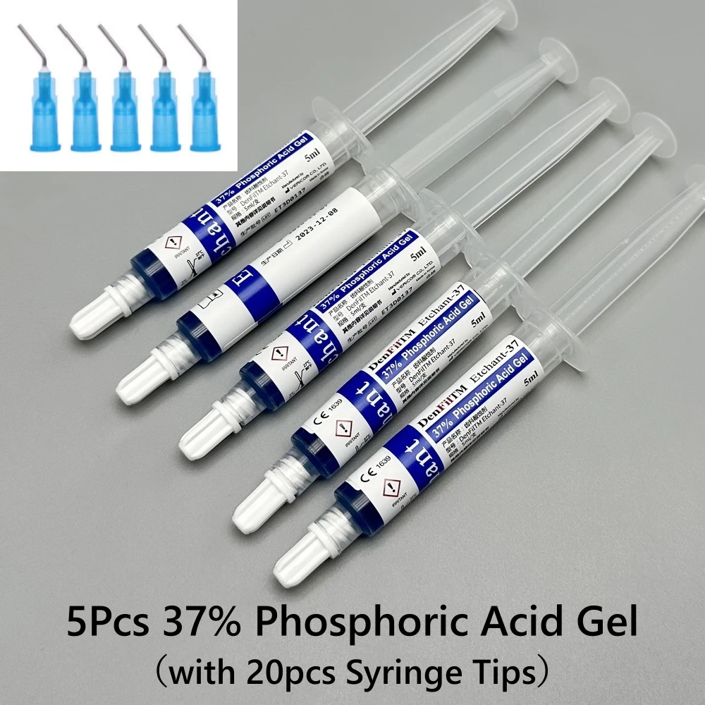 5Pcs Dental 37% Dentex Phosphoric Acid Etchant Gel Agent Bond Teeth Glue Dentistry Adhesive Material 5ML/Syringe