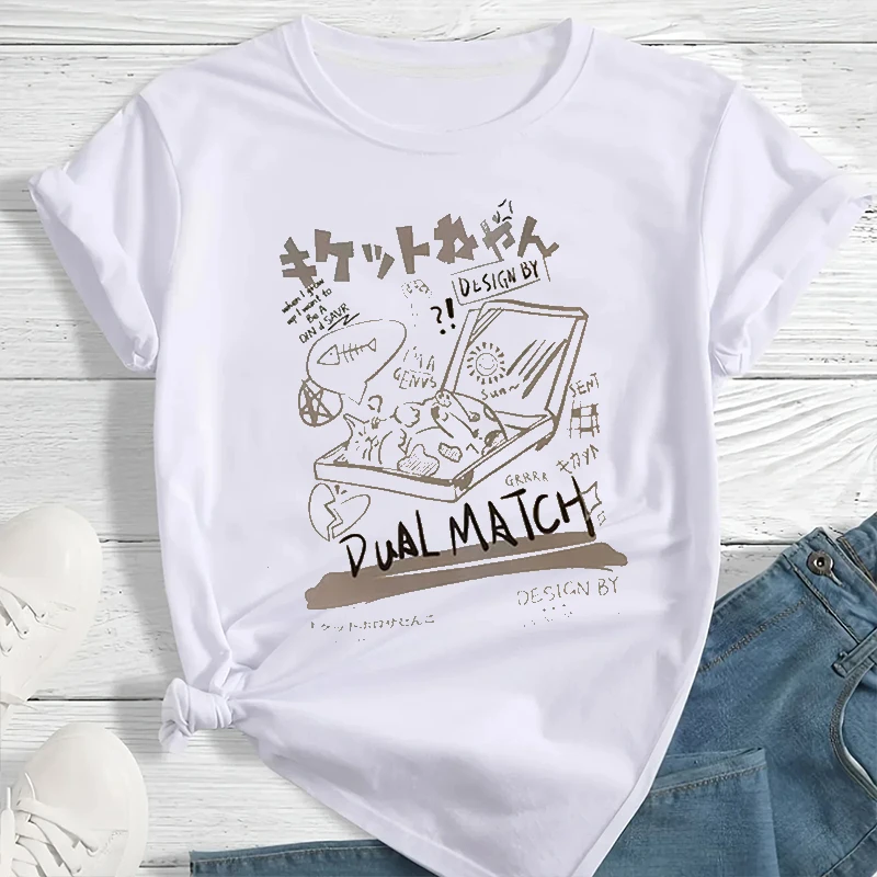 

Harajuku женские футболки модные мультяшные пары с принтом футболка с короткими рукавами женский стиль пара свободная уличная одежда Y2k одежда топы