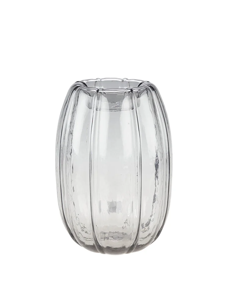 Vase Transparent Glass Material American Home Accessories Desktop Simple Smoky Gray Suitable Living Room Bedroom Desktop Bedside