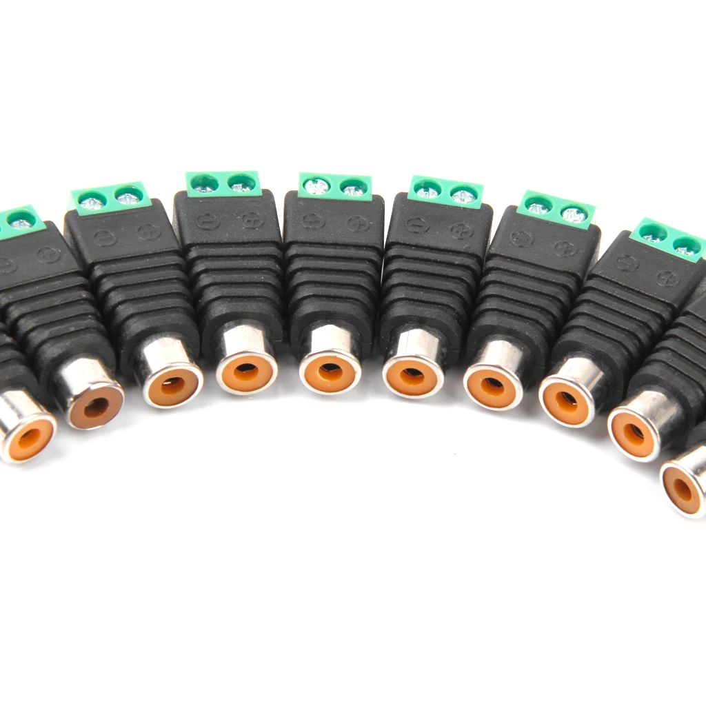 10 RCA Female Plug Cable End Screw Terminal Connector Adaptor for Audio