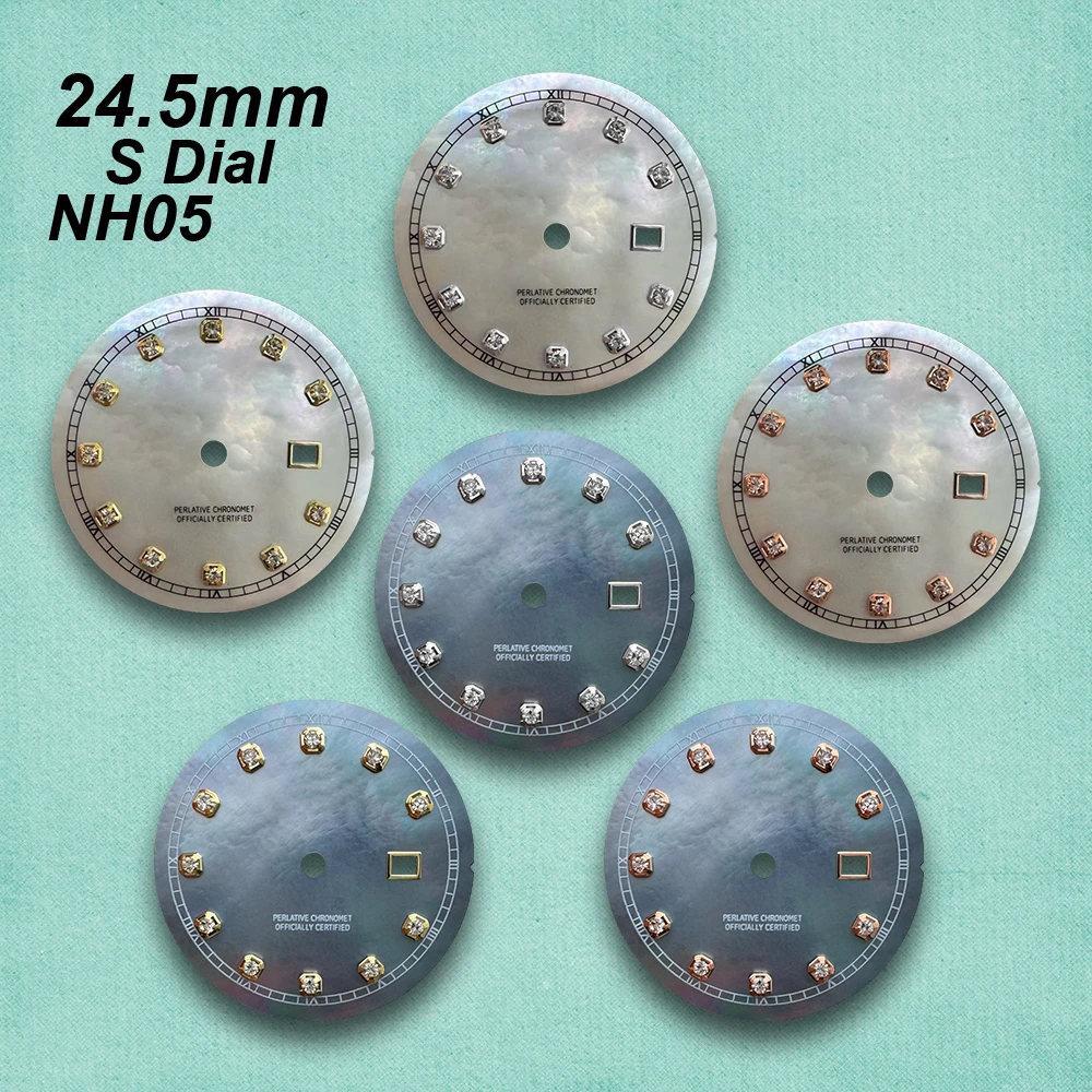 

24.5mm S Logo Diamond Shell Dial Fit NH05 Movement Ladies High Quality Watch Modification Accessories