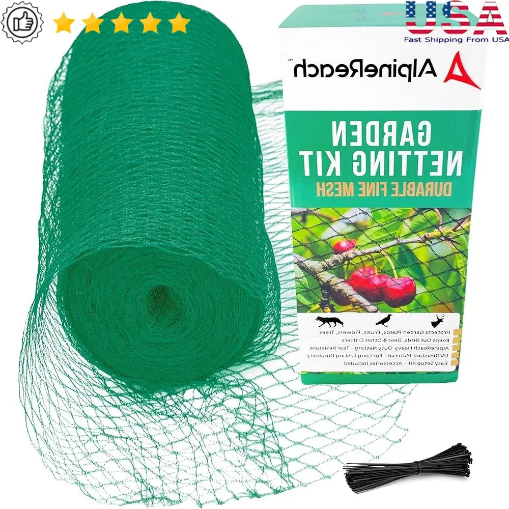 

Heavy Duty Garden Netting 15x50ft Reusable Plant Protection Mesh Birds Deer Squirrels Rabbits Easy Setup with Zip Ties