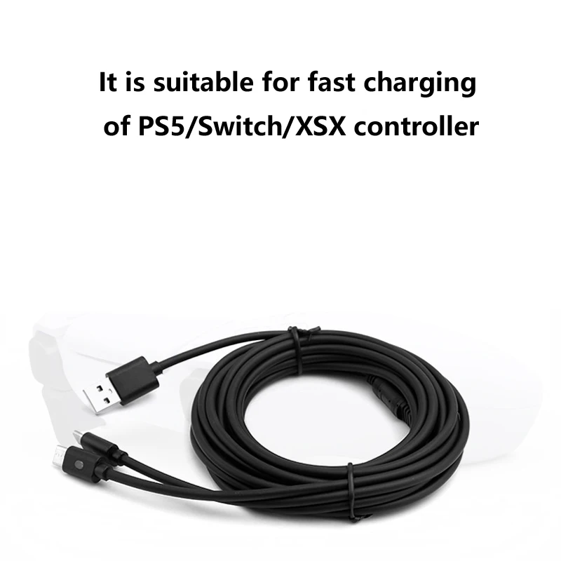 

10pcs 3m Charging cord for PS5 2 in 1 charging cable for Xbox Series S/X wire with indicator light