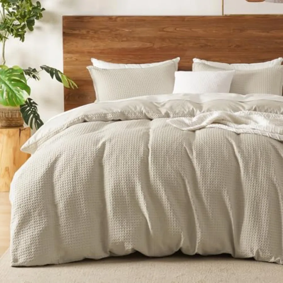 

Комплект постельного белья из вафельной ткани King Size: мягкий, дышащий, 3 предмета (пододеяльник и 2 наволочки), текстурированный, для домашнего декора, размер S