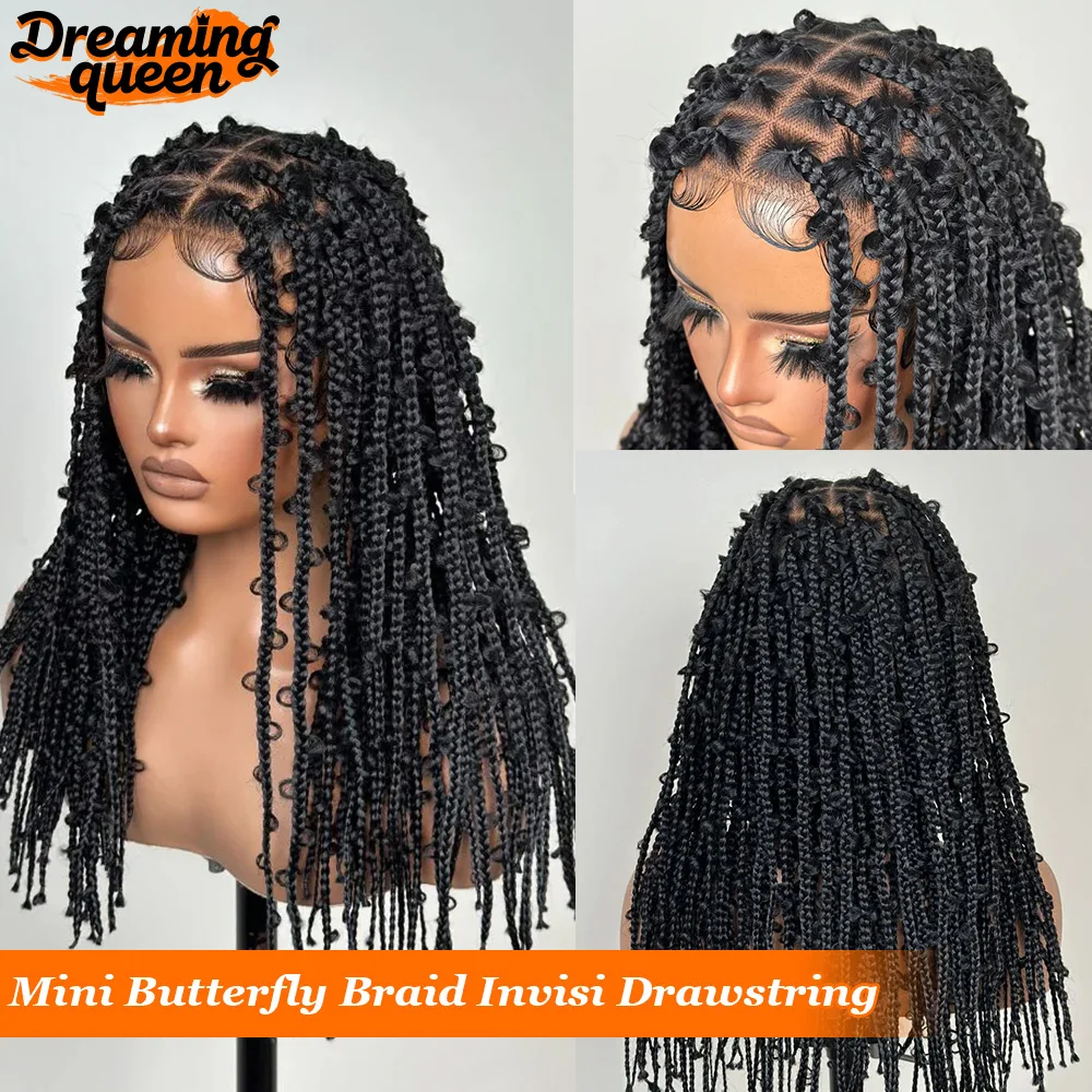 

Full Lace Braided Curly Wig With Natural Hairline Dreaming Queen 180% Mini Butterfly Braid Synthetic Wig With Invisi Drawstring