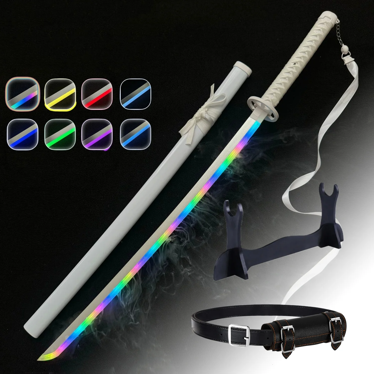 40inch Vapour Rukia Katana Glow Fog Sword Anime Bleach Cosplay Real Size Japanese Katana Original Samurai Led Lightsabre Gift image 3