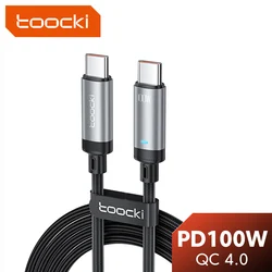 Toocki 100W USB C Cable for Samsung S22 Xiaomi LED Braided QC4.0 PD Fast Charging Type C Phone Cable for Laptop USB C Data Cord