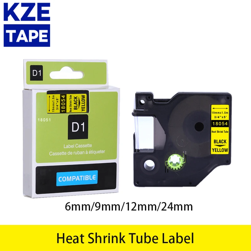 KZE 18055 18053 18056 Heat Shrink Tube Label Tape Compatible for DYMO Rhino Label Maker 5200 6000 4200 6500 12mm 18051 18054