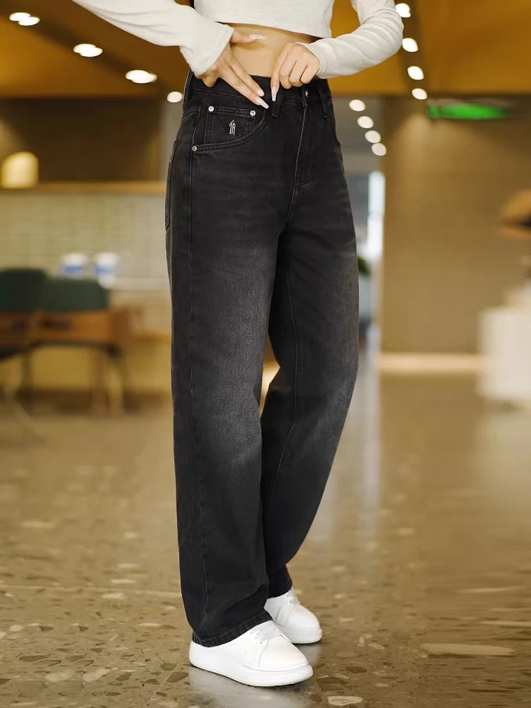 

Мужские прямые джинсы, модные свободные широкие брюки, осень-зима, новые повседневные длинные брюки Sle Fce Thiened