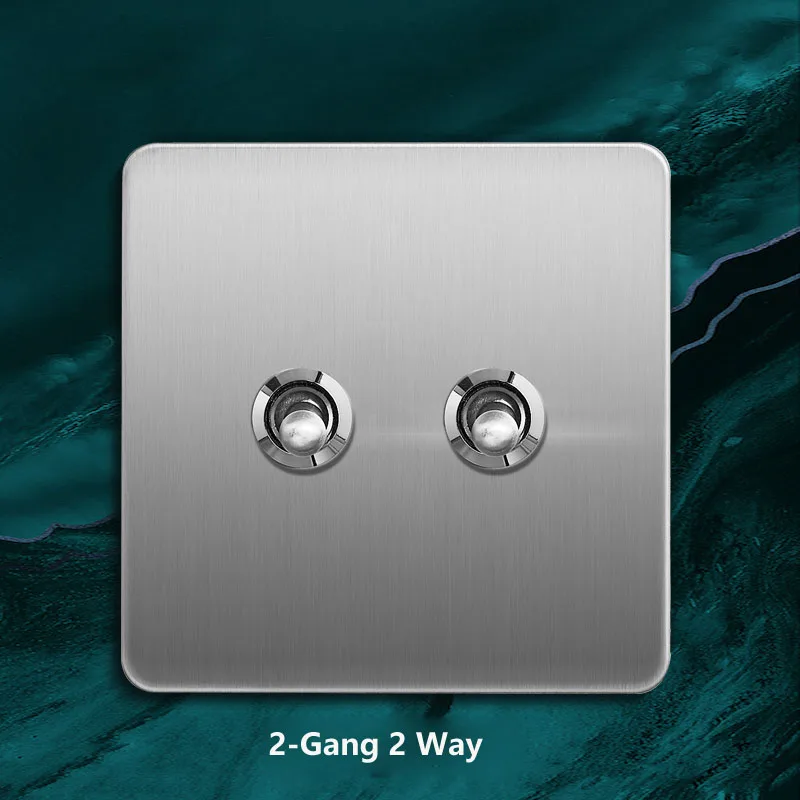 Wall 1-4 Gang 2 Way Toggle Switch Industrial Stainless Steel Brushed Panel Surface Mountable or Concealed Mountable