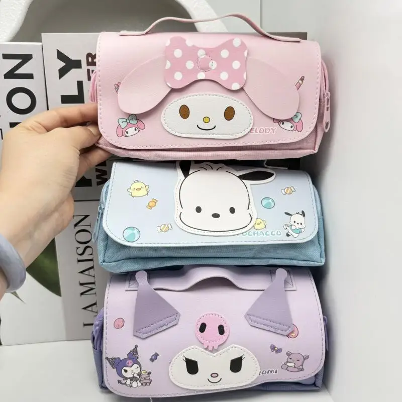 جديد سانريو القرطاسية مقلمة سينامورول Kawaii طالب عالية السعة مقاوم للماء أنيمي الكرتون القرطاسية القلم حقيبة التخزين