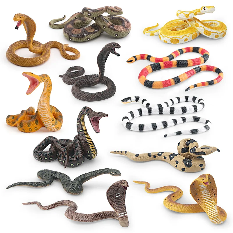 Simulated wild reptile, cobra, python, green forest python, coral snake, children\'s cognitive decorative ornament toy