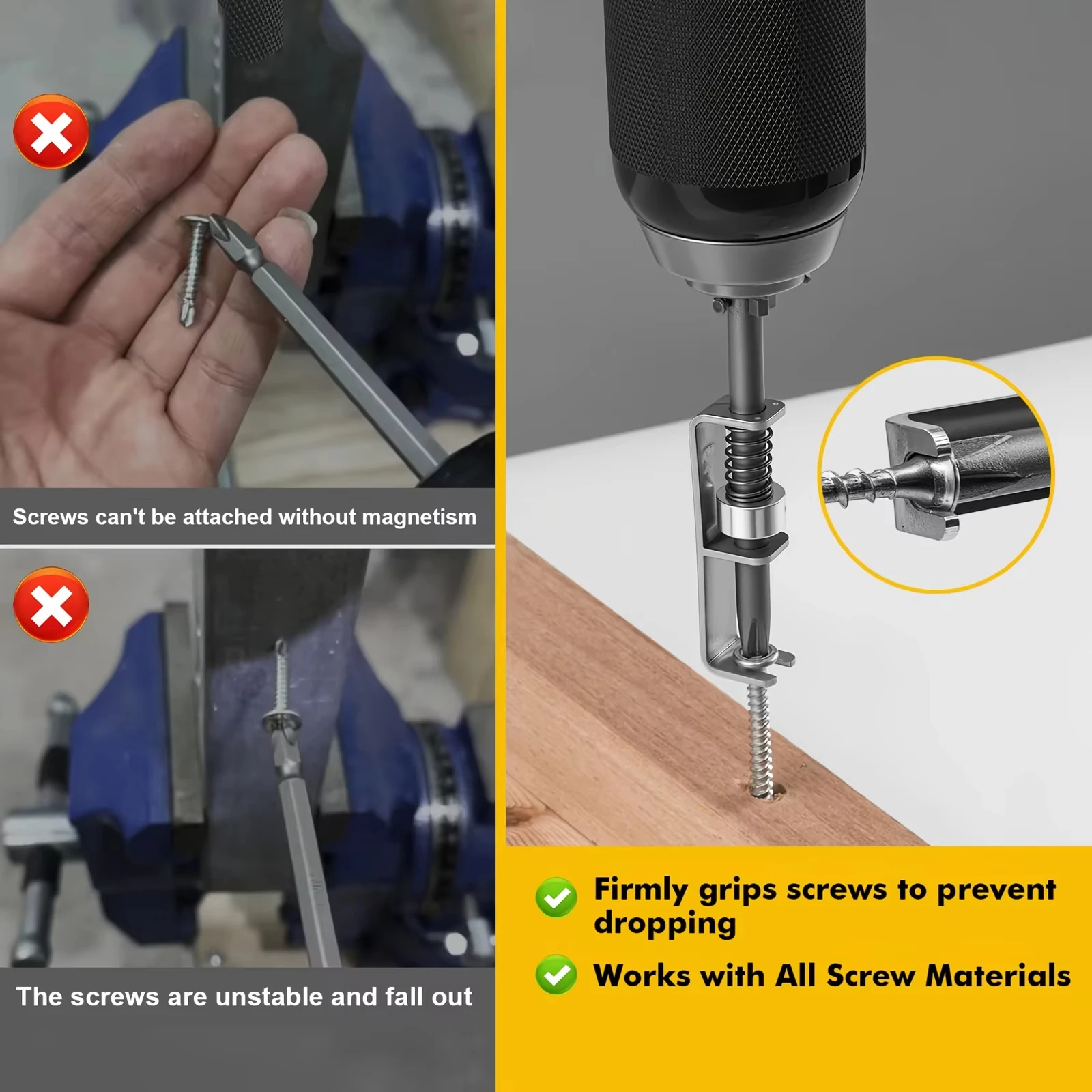 Suporte de broca de parafuso com mola, adaptador de retenção de broca, ferramenta de fixação de liberação rápida para reparo de garagem, hardware para casa