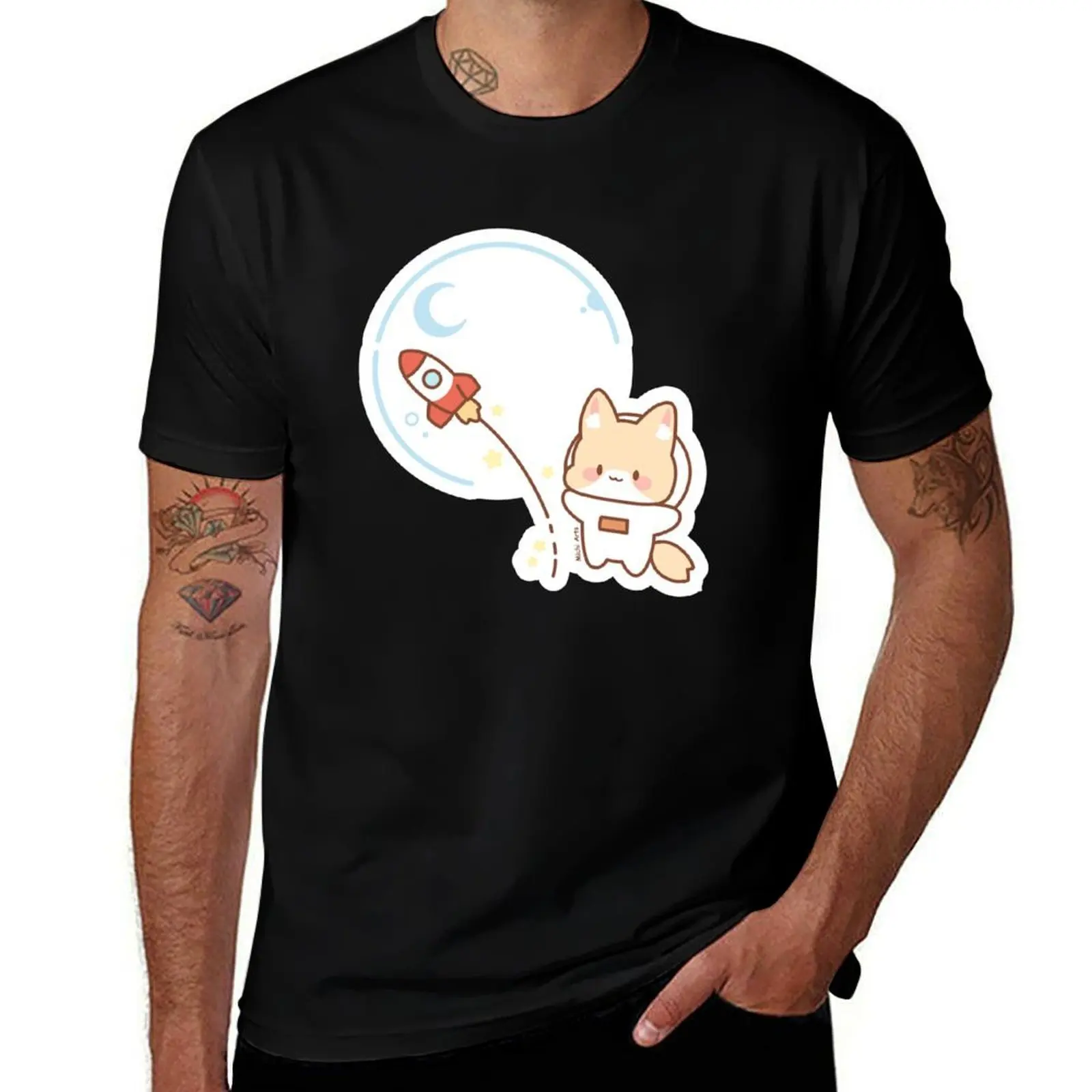 

Astronaut Fox T-Shirt Luxury man oversizeds shirts graphic tee mens shirts graphic tee