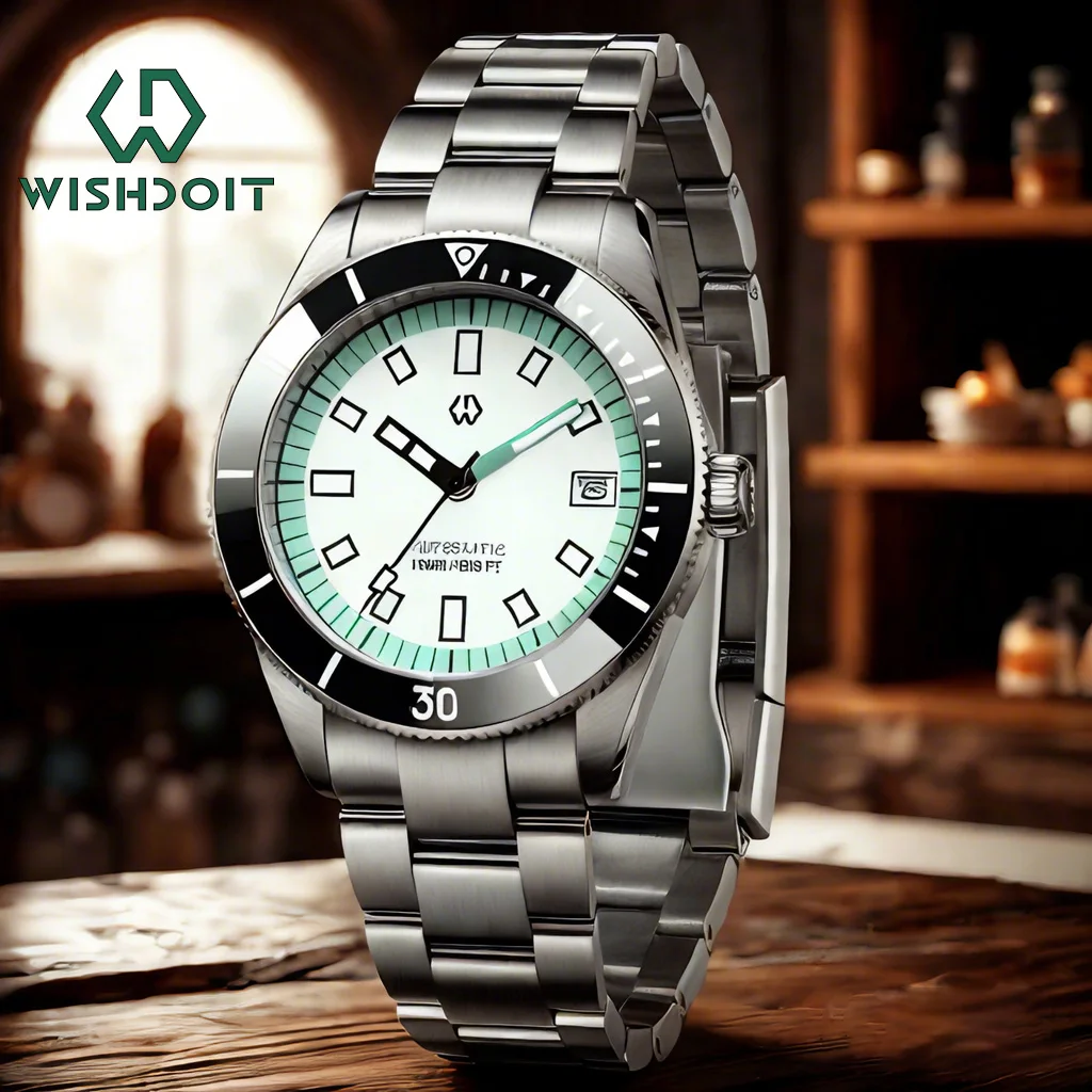 WISHDOIT Men's Automatic Watch Super Luminous Bezel Mechanical Watch Japan NH35 150 Meters Waterproof Diving