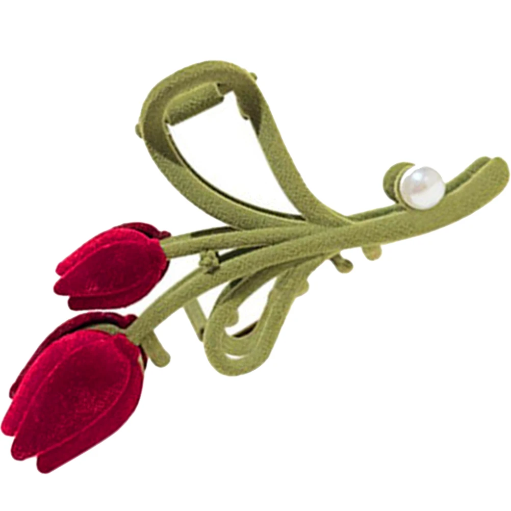 

Tulip Hair Claw Clips Flocking Alloy Women Girls Accessories Big Claws Flower Hair Clamps Thick Fine Long Short Everyday Party