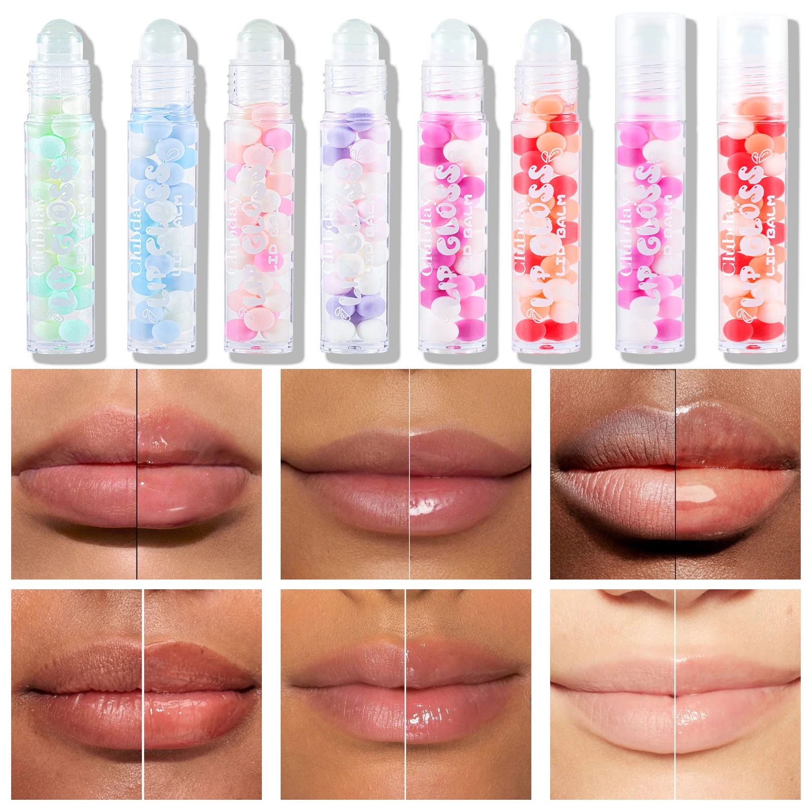 Clubday Moisturizing Water Glow Ball Lip Oil Overlay Transparent Mirror Lip Pudding Damen Makeup Cosmetics