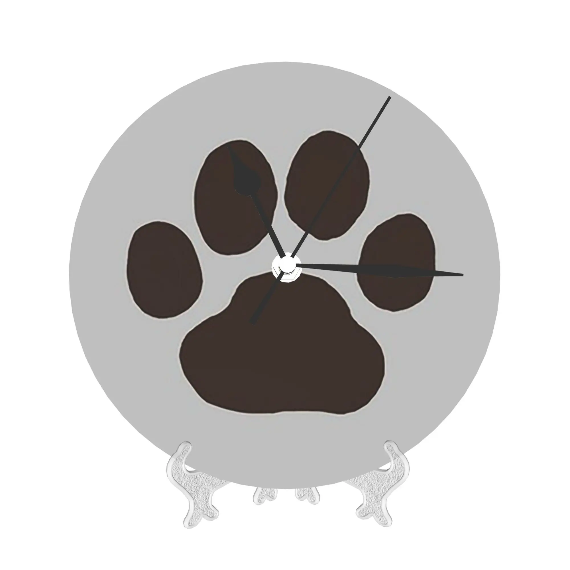 ساعة حائط مطبوعة بمخالب الكلب أو القط لتزيين الغرفة وساعة دائرية صامتة لغرفة النوم والمطبخ والمنزل #5