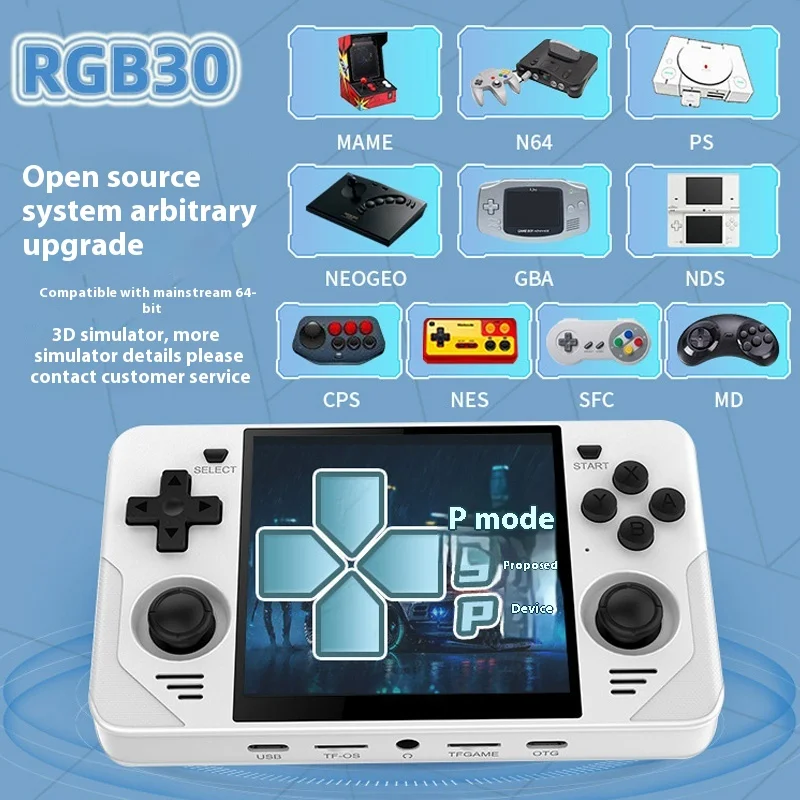 2024 New Powkiddy Rgb30 Open-Source Handheld Game Console, Retro Psp Fighter King Arcade Gba Single Player Handheld Game Console