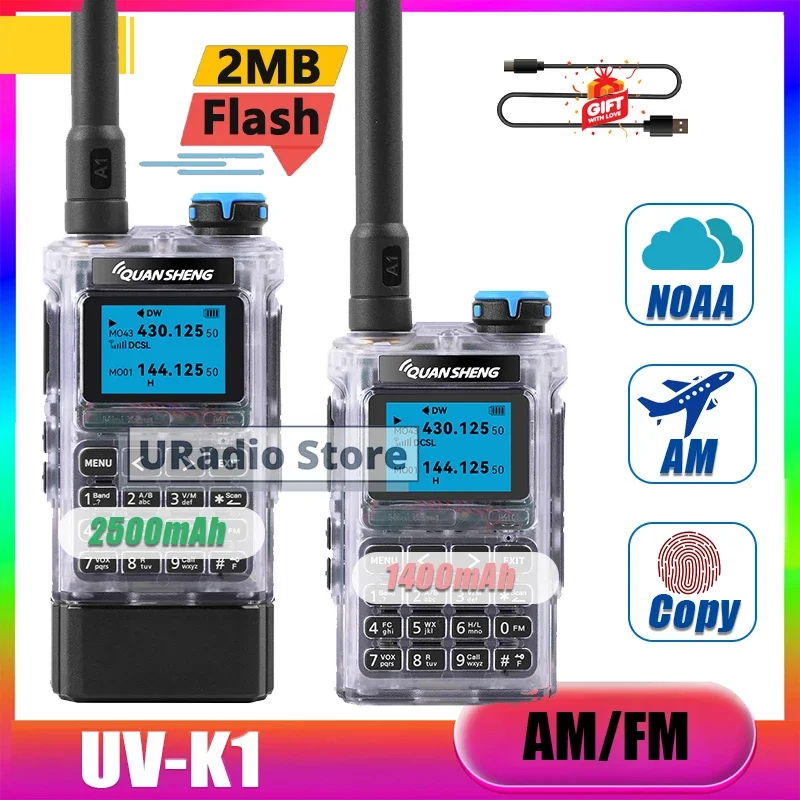 

Quansheng UV-K1 Mini Walkie Talkie AM/FM Multi-Band Wireless Copy Frequency Long Range Type-C Charging Programming For Camping