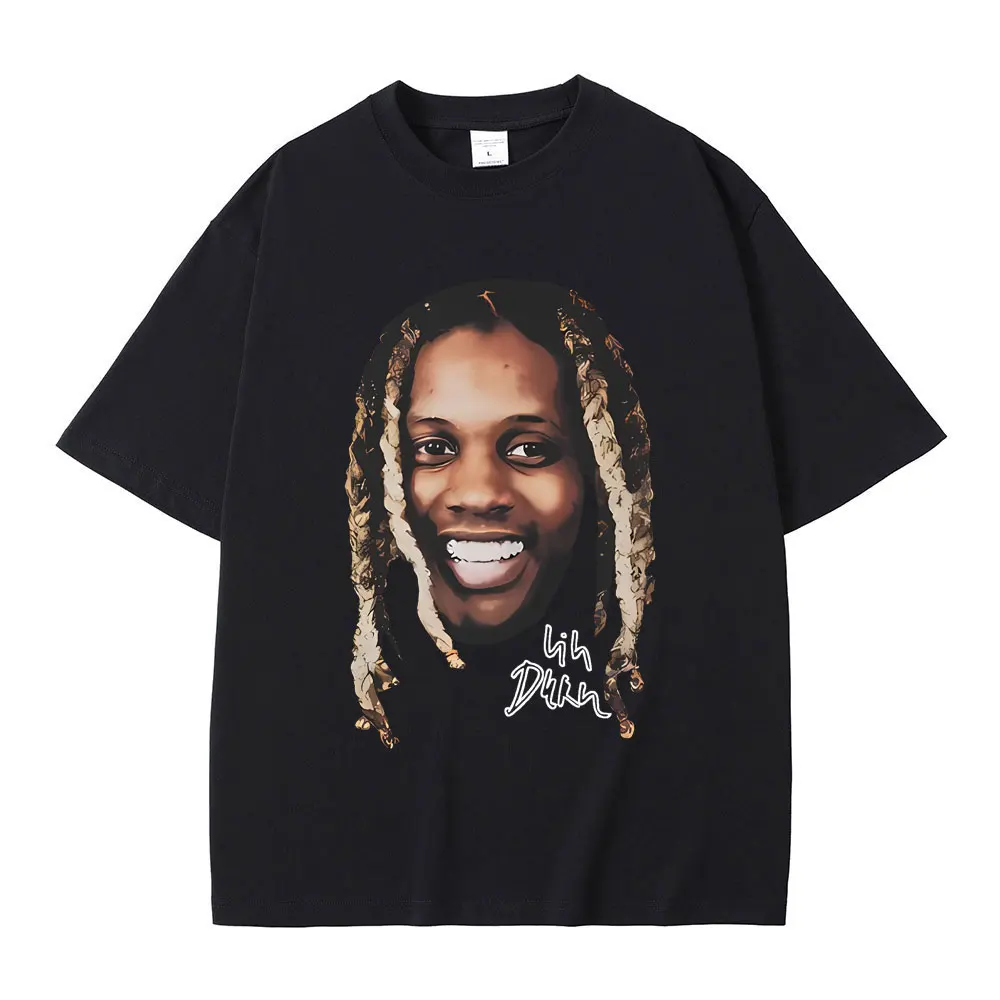 Rapper Lil Durk Head Graphic T-shirts Men Hip Hop Vintage Oversized Tshirt Male Casual Pure Cotton T Shirts Rap 90s Streetwear