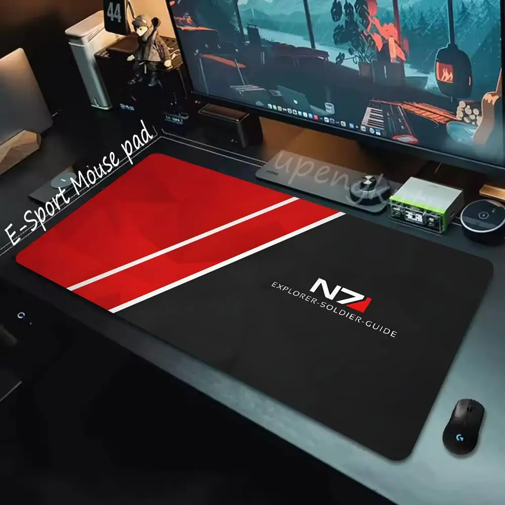 Mass Effect N7 Mouse Pad Large Gaming Accessories Mouse Mat Keyboard Mat PC Gamer Desk Pad XXL Computer Mousepad Laptop Mausepad