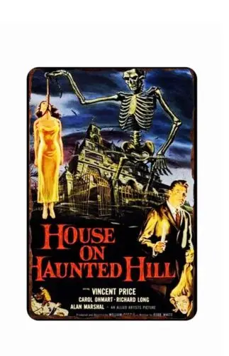 House on teh Haunted Hill Horro Movie Retro Vintage Film 1950s  Tin Sign  8 x 12