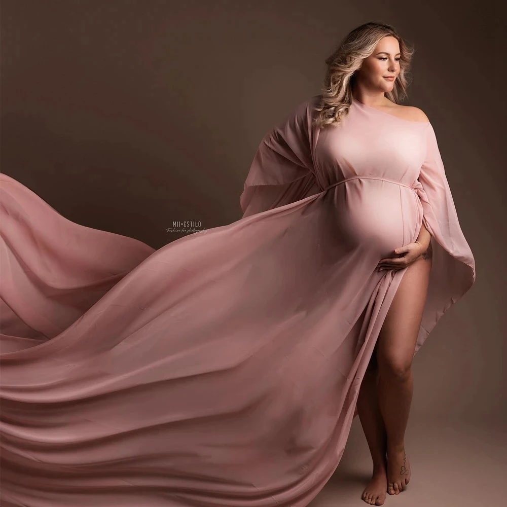 Silk Gown Maternity Photography Prop Satin Dress Tulle Cloak Chiffon Tossing Fabric Pregnancy For Baby Showers Woman Photo Shoot