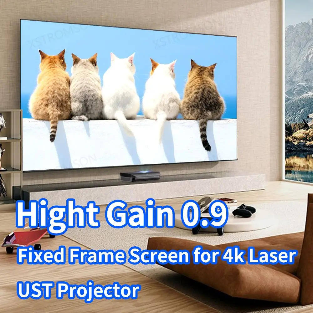 

120 inch 16:9 4K PET Crystal ultra short throw projector fixed frame ust ALR screen ambient light rejecting projection screen