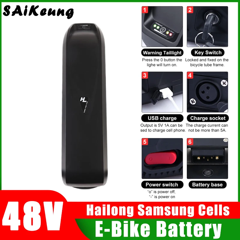 Batterie Voor Elektrische Fiets 48V 20ah 24ah 30ah 40ah 50ah 60ah Hailong batterie 48V batterie al litio 300W-2000W muslimate