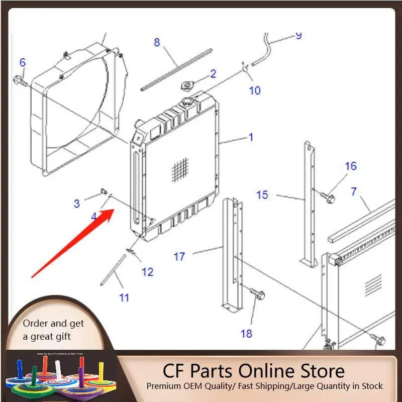 

21W-03-31110 Water Tank Radiator For Komatsu PC75UU-3 PC75US-3 Excavator