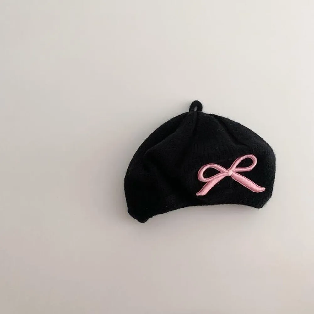 

Fashion Cute Bowknot Knitted Hats Comfortable Windproof Beanies Cap Warm Beret Hat Toddler