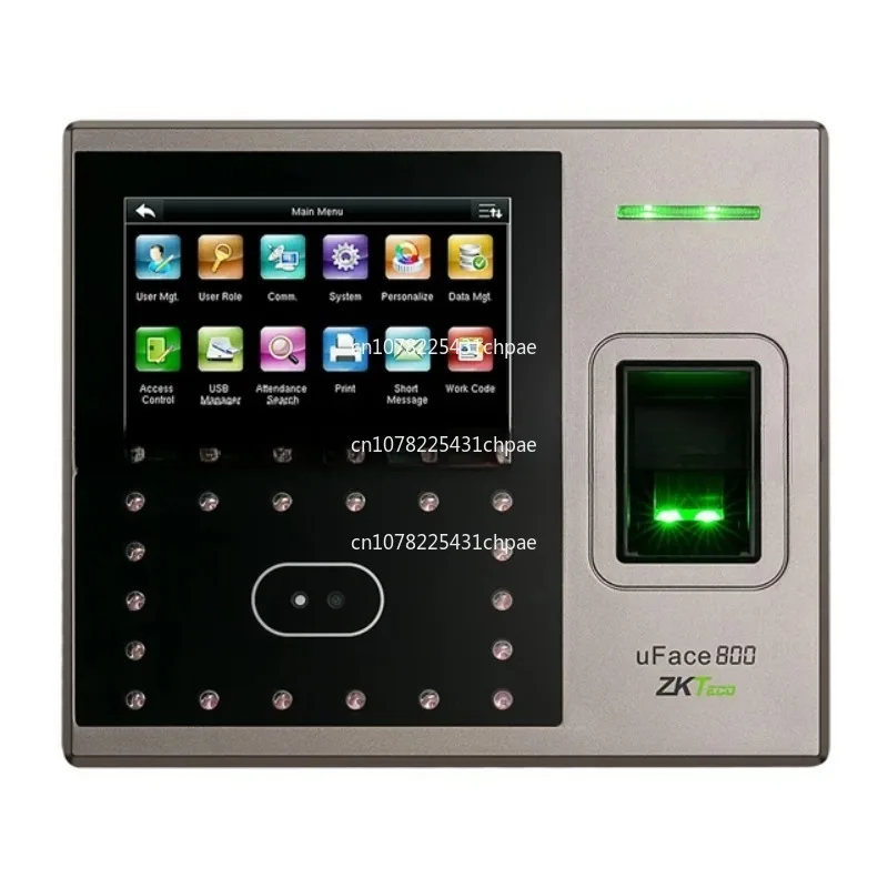 Zk-teco Uface800 4,3 pulgadas de tiempo, huellas dactilares, RFID, máquina de reconocimiento facial y de asistencia