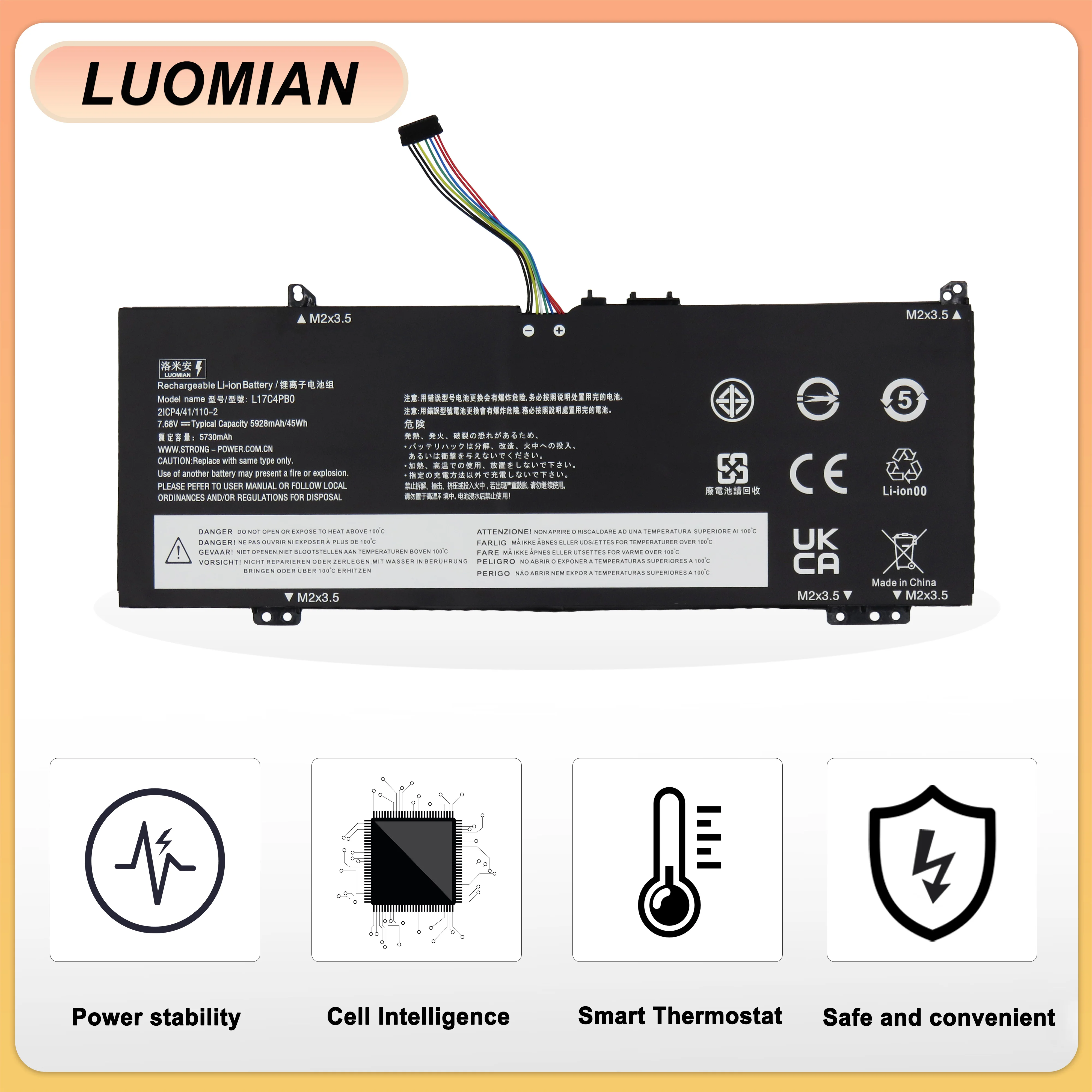 LUOMIAN L17C4PB0 Laptop Battery For Lenovo Xiaoxin Air 14ARR 14IKBR 15ARR 15IKBR Ideapad 530s-14IKB 530s-15IKB L17M4PB0 L17C4PB2