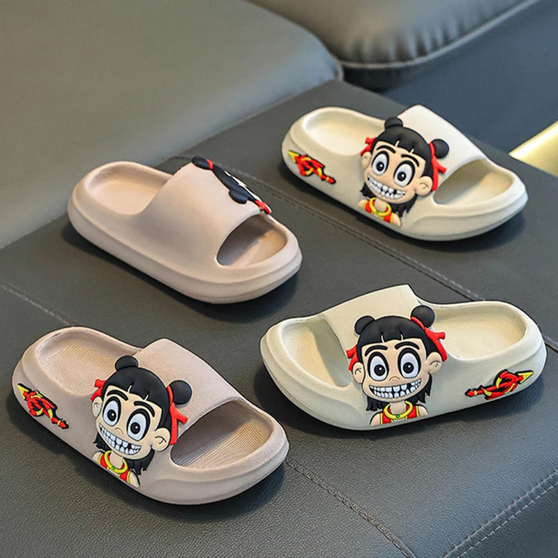 الأطفال الكرتون النعال الصيف الفتيان عدم الانزلاق شباشب حمام الفتيات إيفا لينة أسفل النعال المنزل مريحة #2