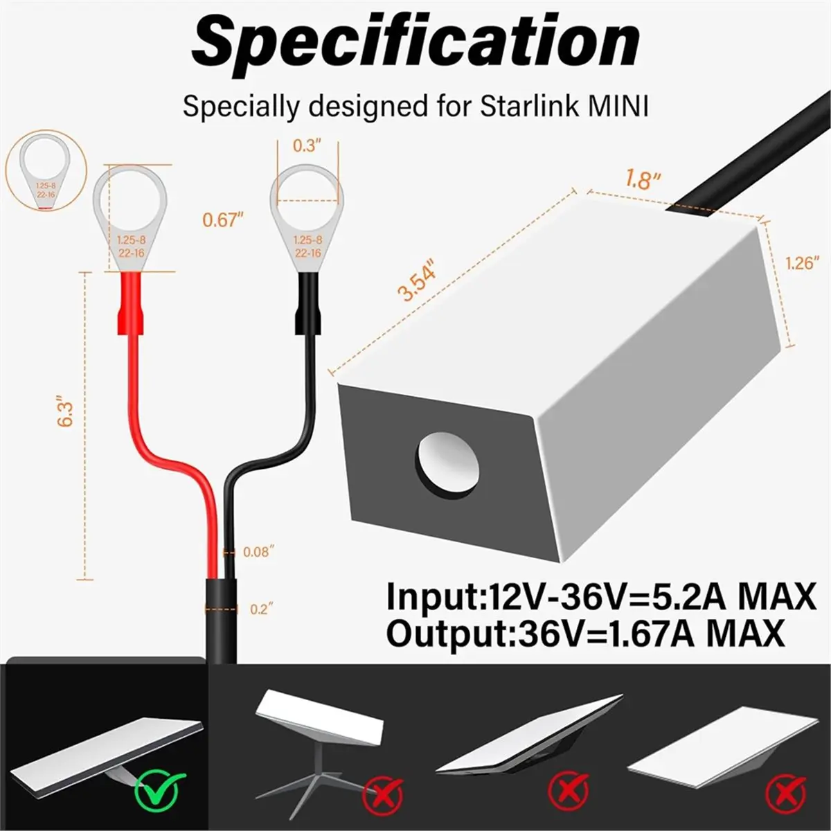 محول محول بطارية السيارة لميني، مدخل 12-24 فولت إلى مخرج ثابت 36 فولت مع كابل تيار مستمر 10 أقدام محول طاقة تيار مستمر #2