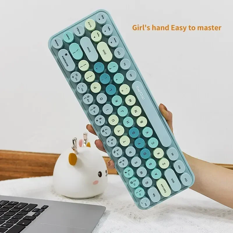 MOFII Wireless Keyboard and Mouse, Cute Colorful 68 Round Keycap Compact Keyboard for Computer, Computer, Desktop, Laptop