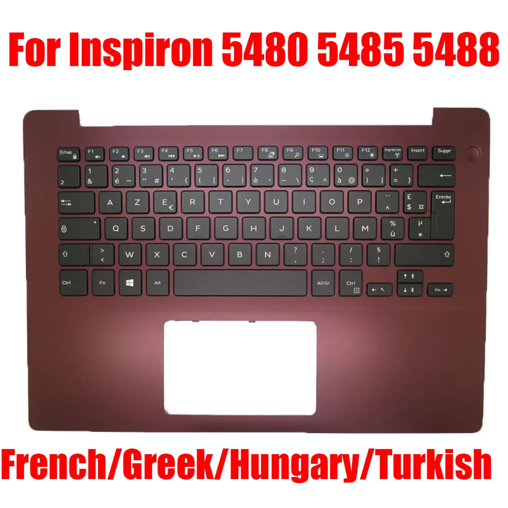 French/Greek/Hungary/Turkish Laptop Palmrest For DELL For Inspiron 5480 5485 5488 0HPJ5Y HPJ5Y With Backlit Red Upper Case New