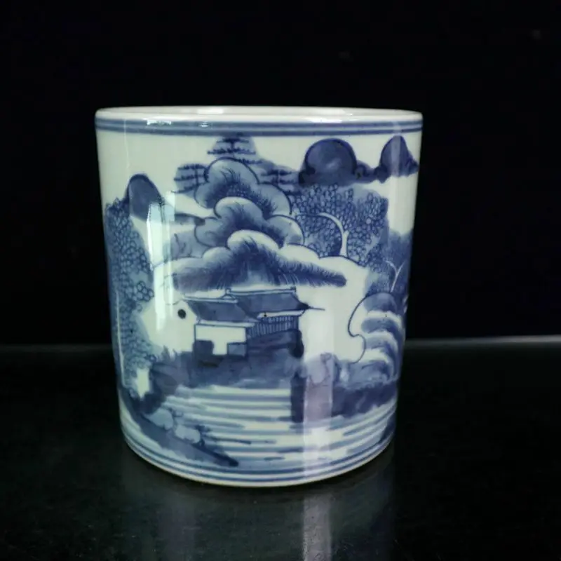 

5.4" Exquisite Chinese Ceramic Brush Pot Chinese Blue and White Porcelain Handmade