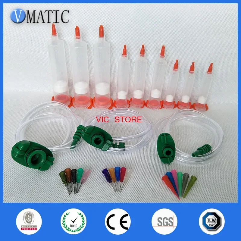 High Quality Liquid Dispenser Solder Paste Adhesive Glue Pneumatic Syringe 30/10/5cc ml With Barrel Adapter & Needle Tip