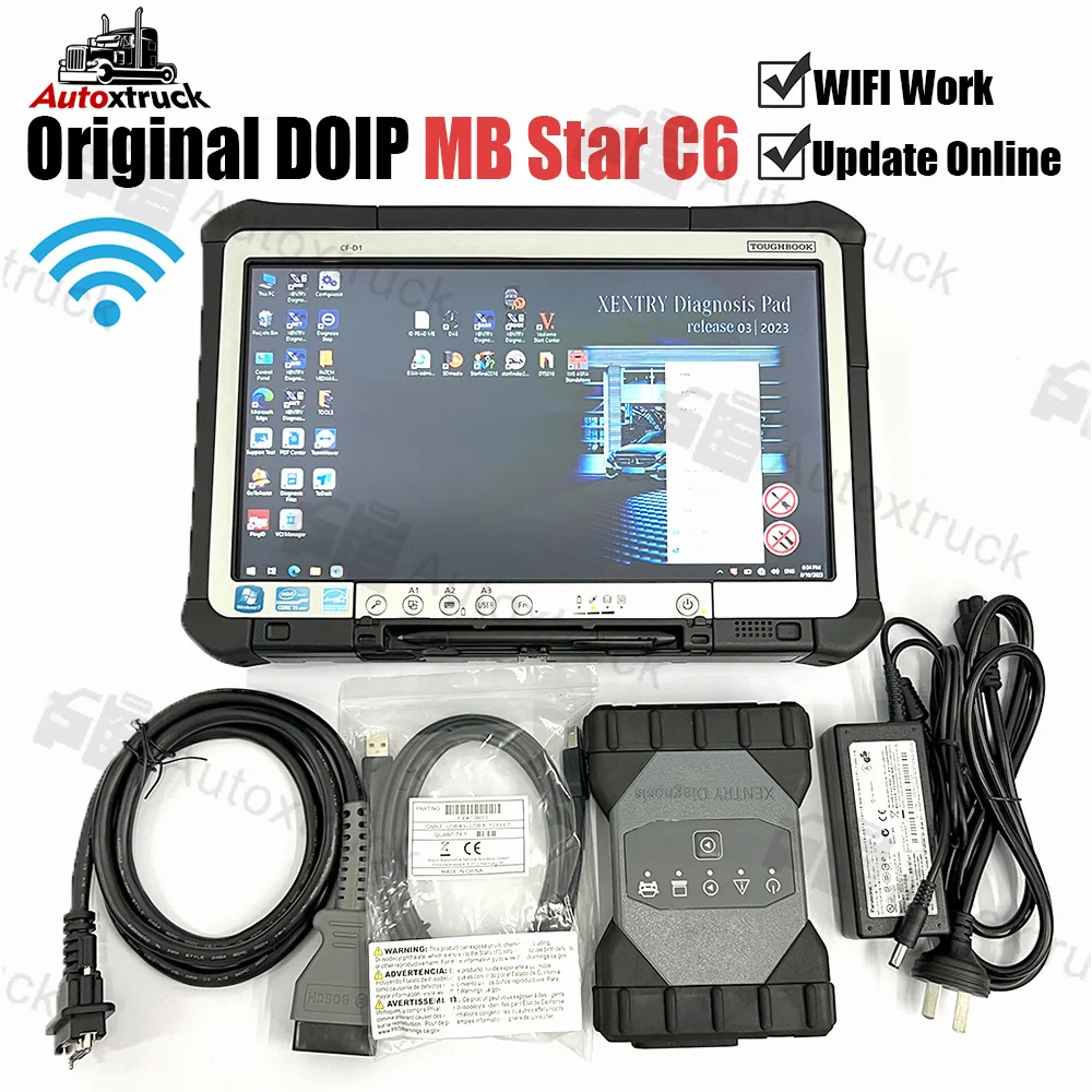 Original MB Star C6 CFD1 CF-D1 Laptop DOIP WIFI SD Connect C6 Xentry das wis epc V CI Support Car BUS Diagnosis Tool