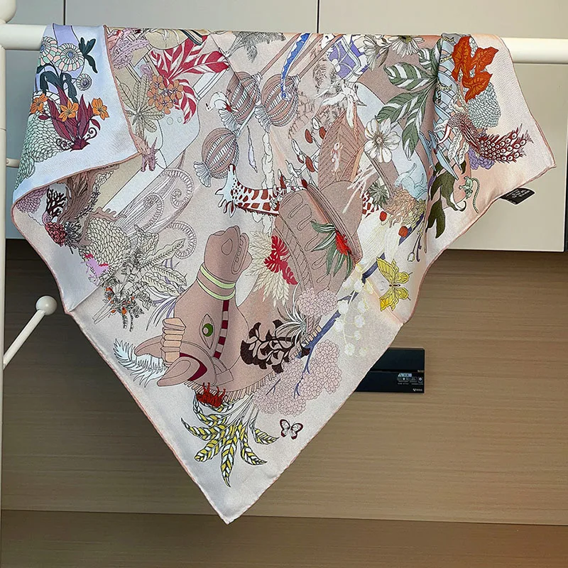 

26" Square 100% Silk Scarves Wraps Neckerchief 2 Sides Printing Womens Fashion Head Hair Hat Scarfs