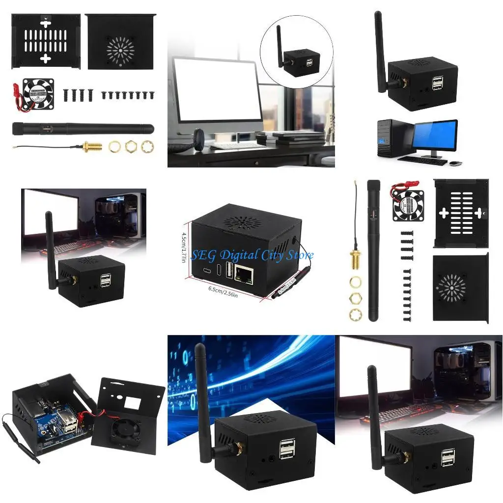 

U75B Convenient Metal Case with Cooling Fan and Antenna for Orange 0 3 Board Complete Compatibility Easy Installation