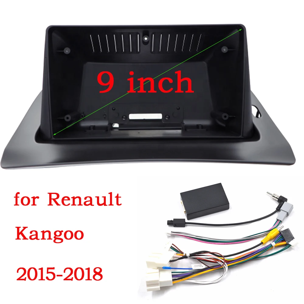 HAOCHEN 9 Inch For Renault Kangoo 2015-2018 Car Radio Fascia Car Radio Panel Wire Sleeve Frame Dashboard Original Car Mount Kit