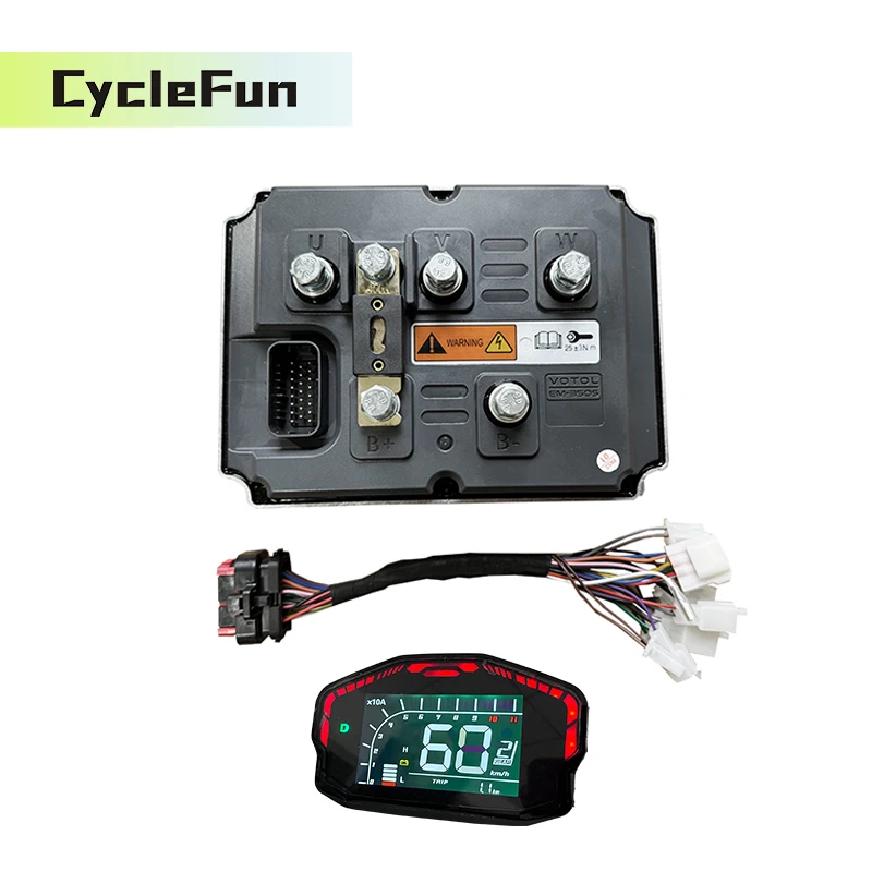 

VOTOL ECU EM350S Boost 600A Peak 1300A 8KW-12KW Wheel/PMSM Motor Controller with DKD Speedometer