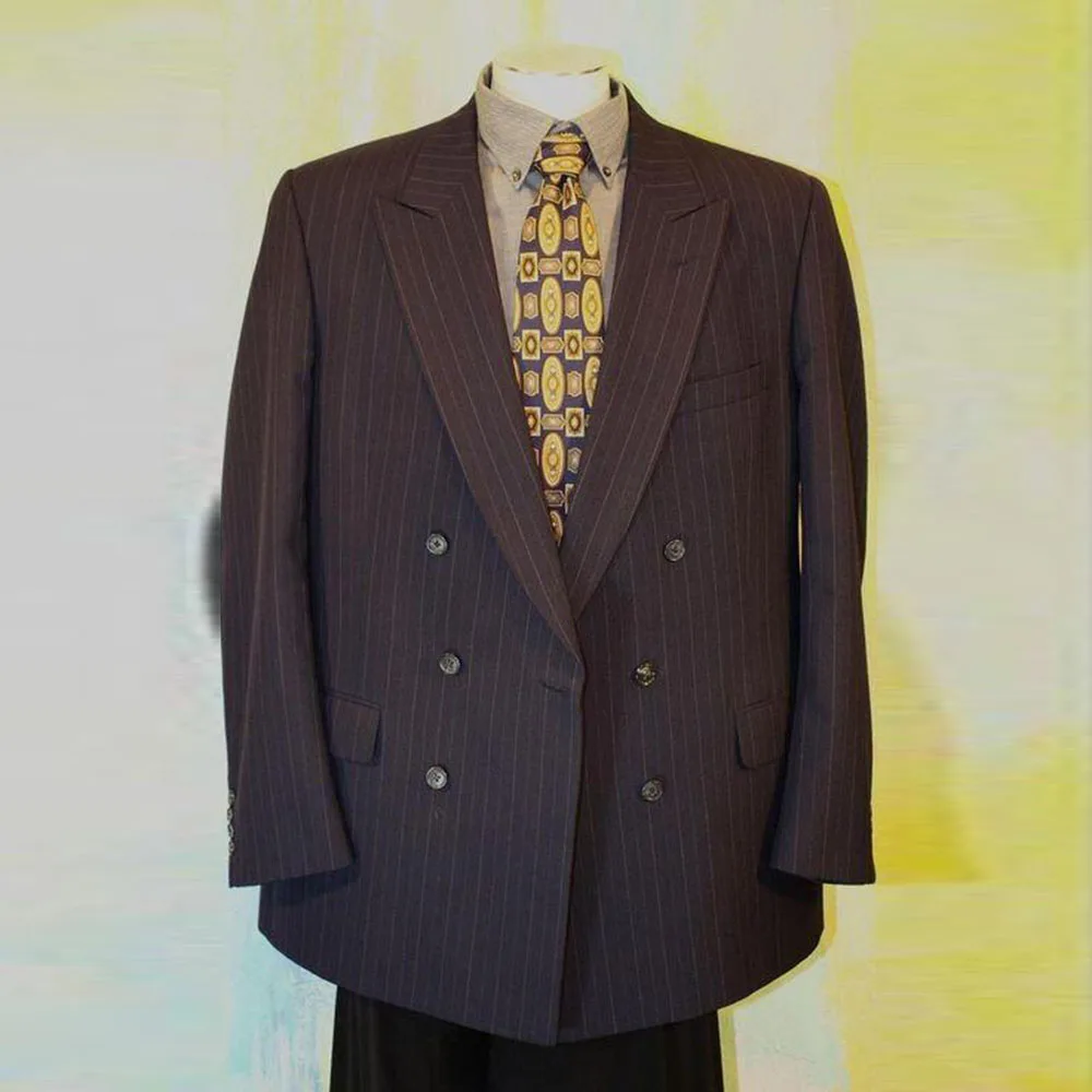 

Brown Stripe Men Suits High Quality Business Formal Occasion 2 Pieces Jacket Pant Double Breasted Male Clothing Classic 2025