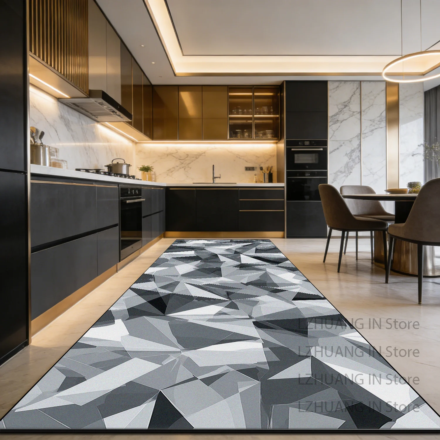 Modern Geometric Easy Clean Kitchen Lint-free Rug Home Decoration Luxury Long Bedside Carpet Antiskid Soft Long Runner Foot Mat