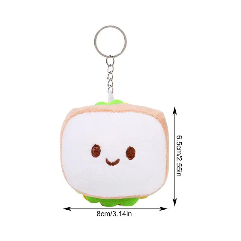 Cute Plush Keychain Car Key Ring Sandwich Plush Burger Sandwich Keychain Plush Bag Charm Keychain For Purse Bag Car Schoolbag